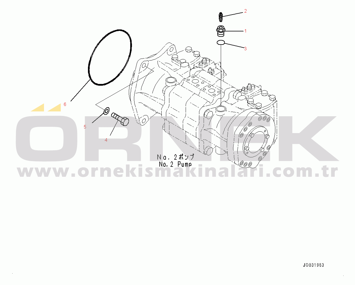 Komatsu PC600-8E0 S/N 65001-UP Piston Pump, Connecting Parts (#65001-)