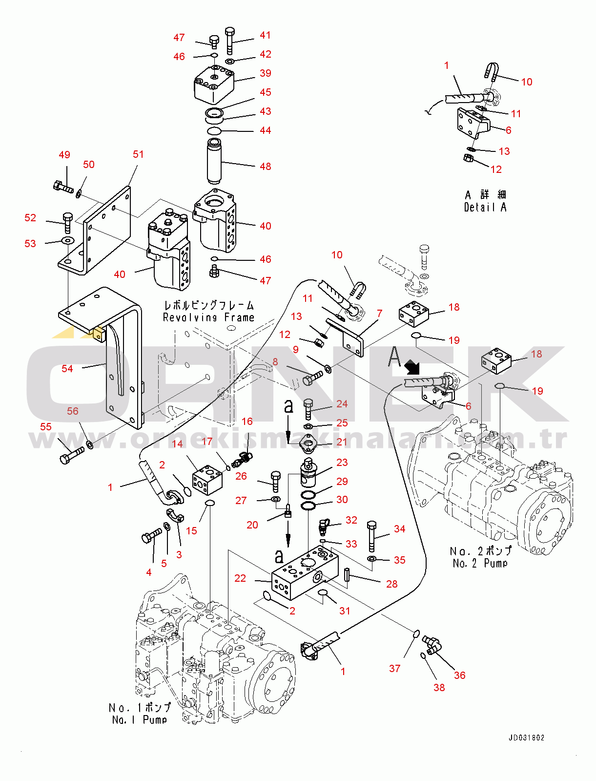 Komatsu PC600-8E0 S/N 65001-UP Delivery Piping, Pump to Filter (#65001-)