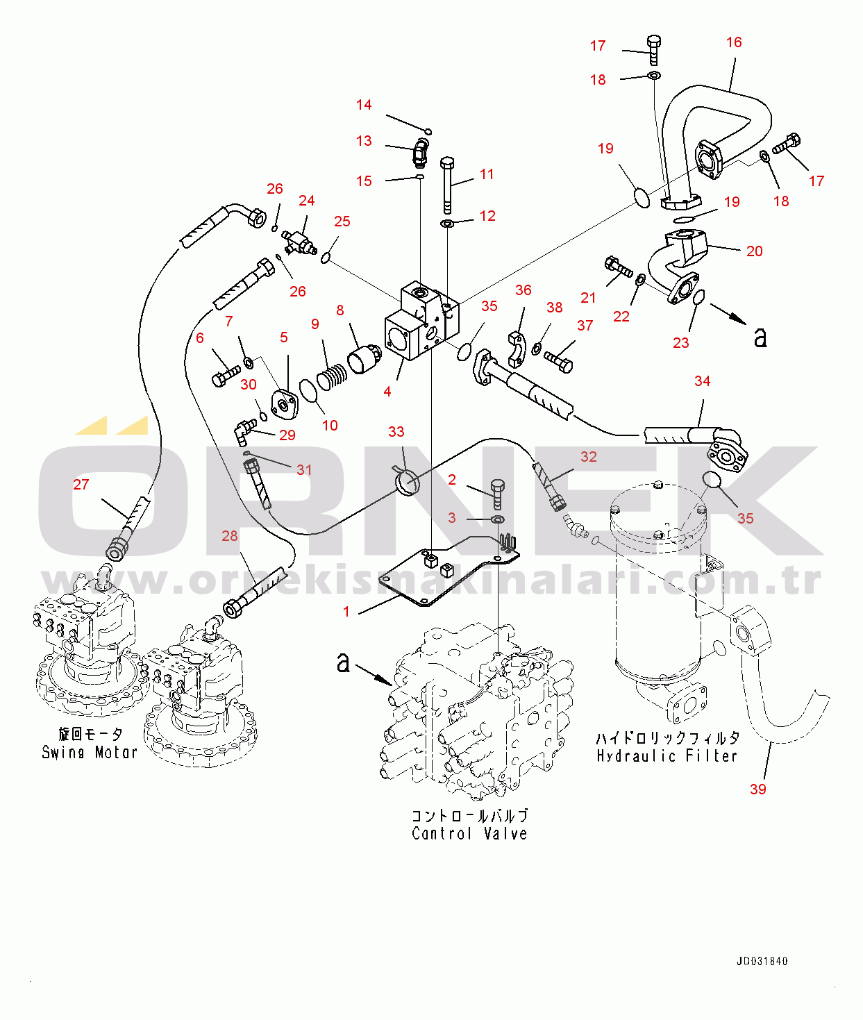 Komatsu PC600-8E0 S/N 65001-UP Return Piping (#65001-)