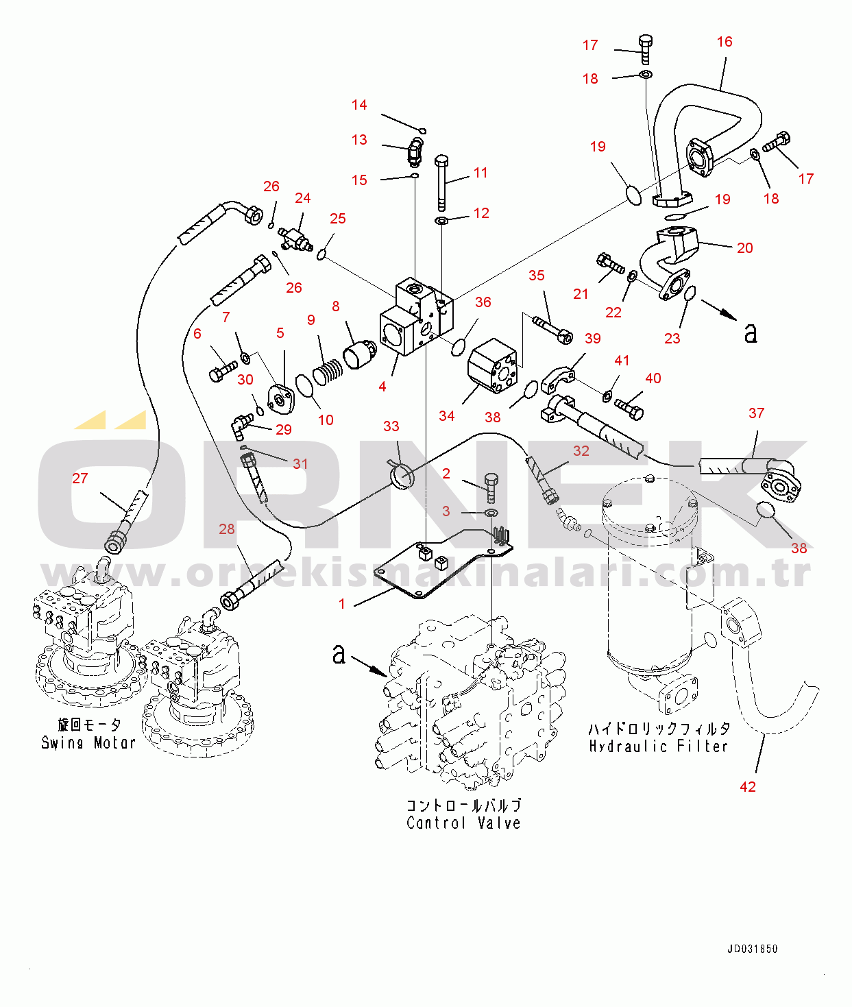 Komatsu PC600-8E0 S/N 65001-UP Return Piping (#65001-)