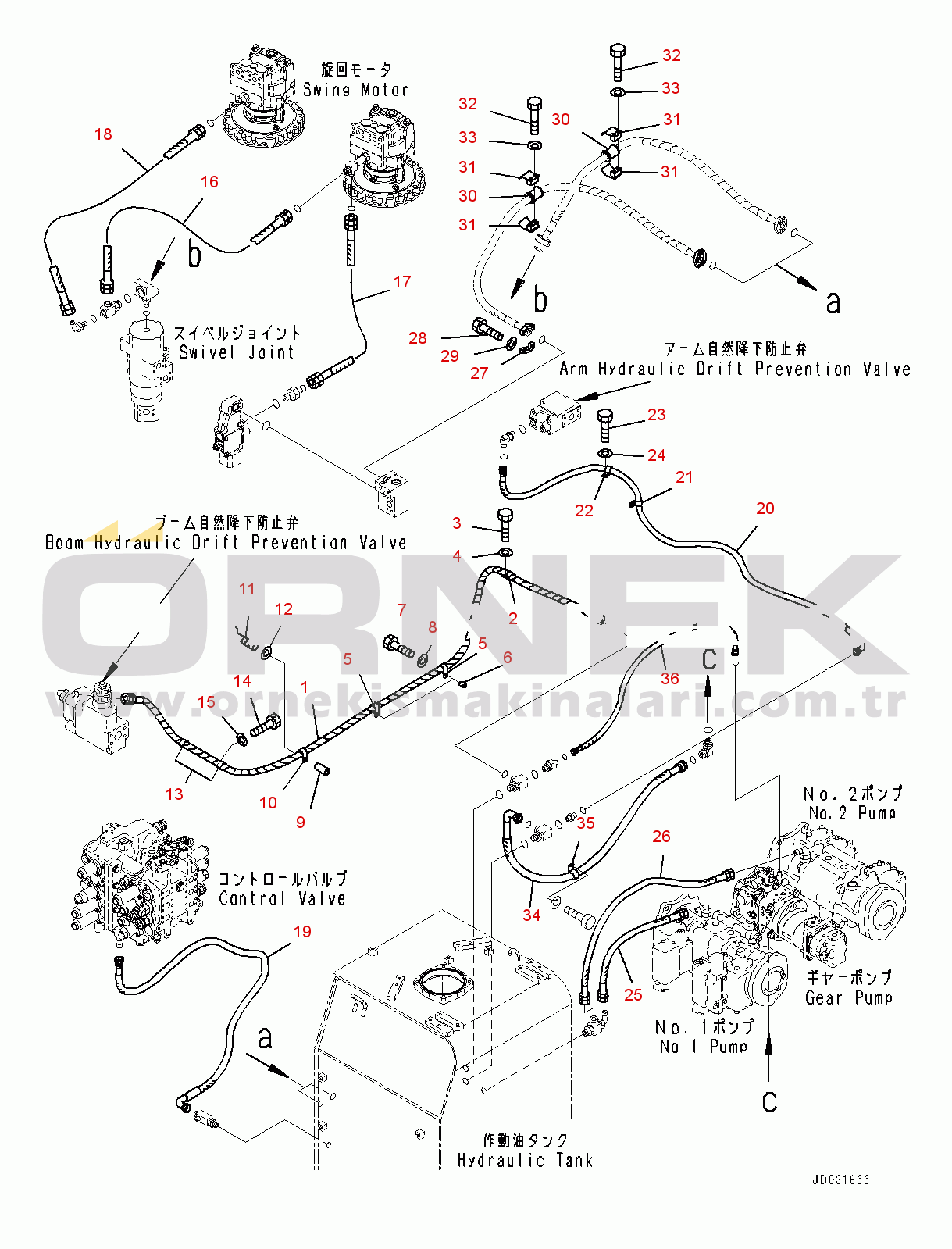 Komatsu PC600-8E0 S/N 65001-UP Drain Piping (#65001-)