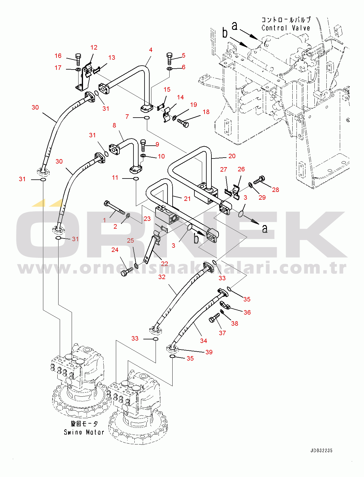 Komatsu PC600-8E0 S/N 65001-UP Swing Piping (#65001-)