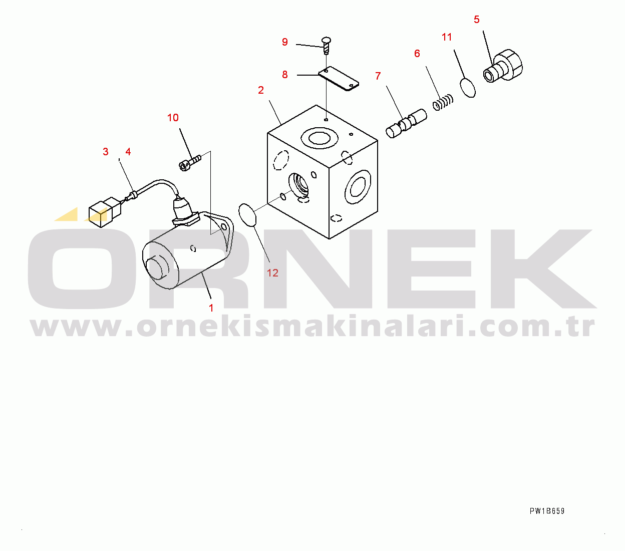Komatsu PC600-8E0 S/N 65001-UP Solenoid Valve Piping, Inner Parts, Starting Motor (1/2) (#65001-)