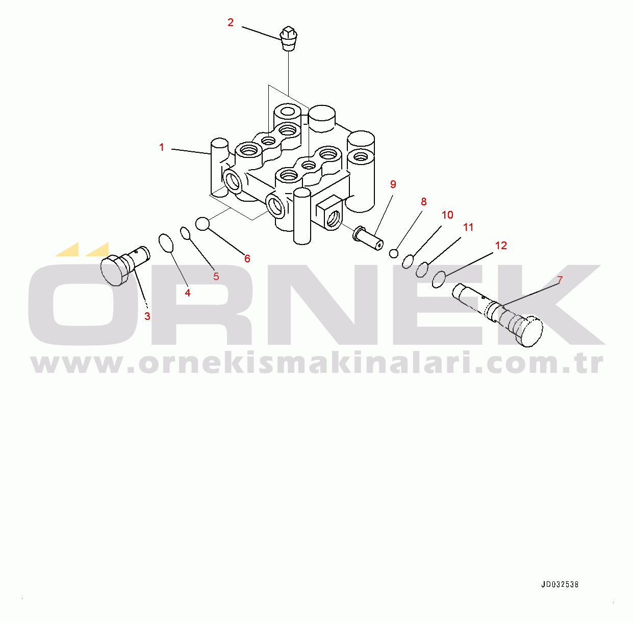 Komatsu PC600-8E0 S/N 65001-UP Shuttle Valve Piping, Inner Parts, Shuttle Valve (1/2) (#65001-)