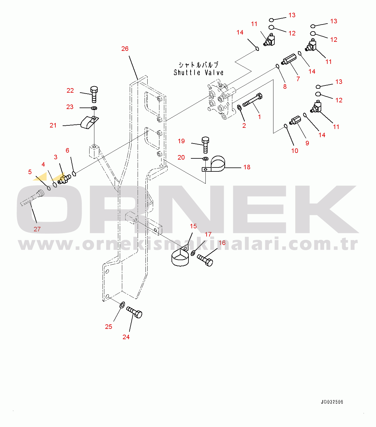 Komatsu PC600-8E0 S/N 65001-UP Shuttle Valve Piping, Related Parts (2/2) (#65001-)