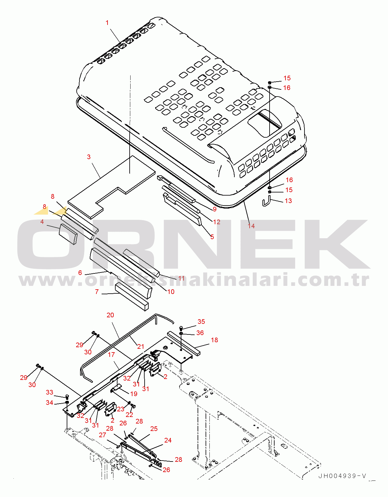 Komatsu PC600-8E0 S/N 65001-UP Engine Hood,  (#65004-)