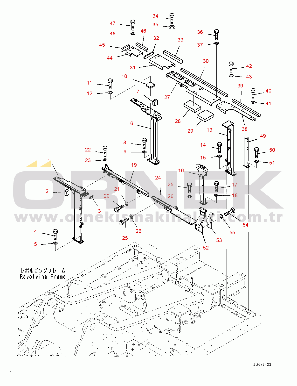 Komatsu PC600-8E0 S/N 65001-UP Machine Cab Frame, Frame and Cover (#65001-)
