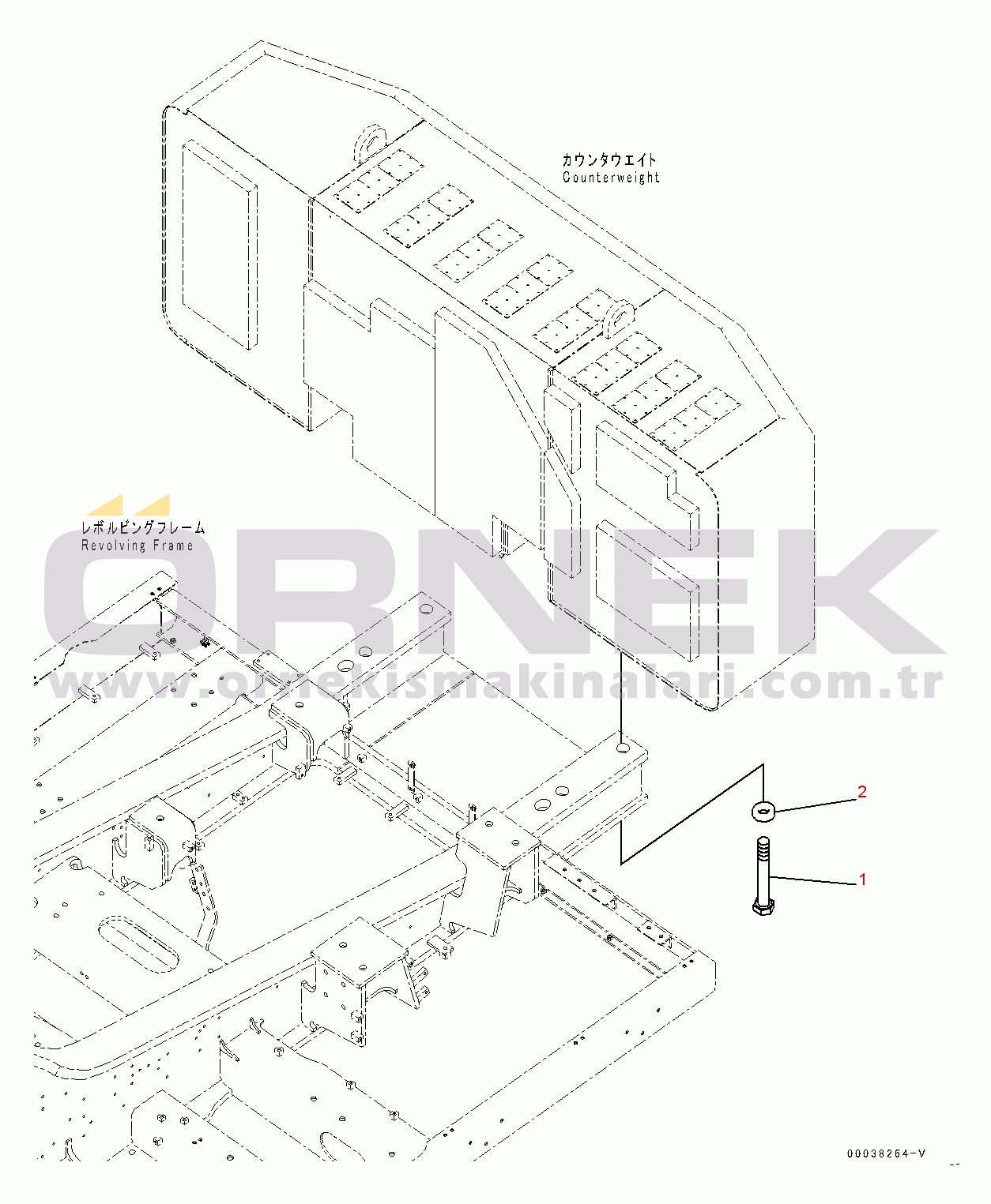Komatsu PC600-8E0 S/N 65001-UP Counterweight Mounting (#65001-)