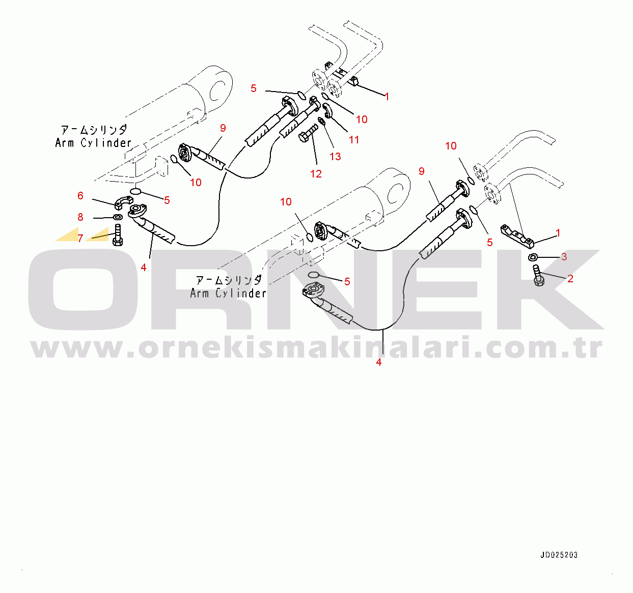 Komatsu PC1250-8R S/N 35201-UP Work Equipment, Arm Cylinder Piping (2/2) (#35201-)
