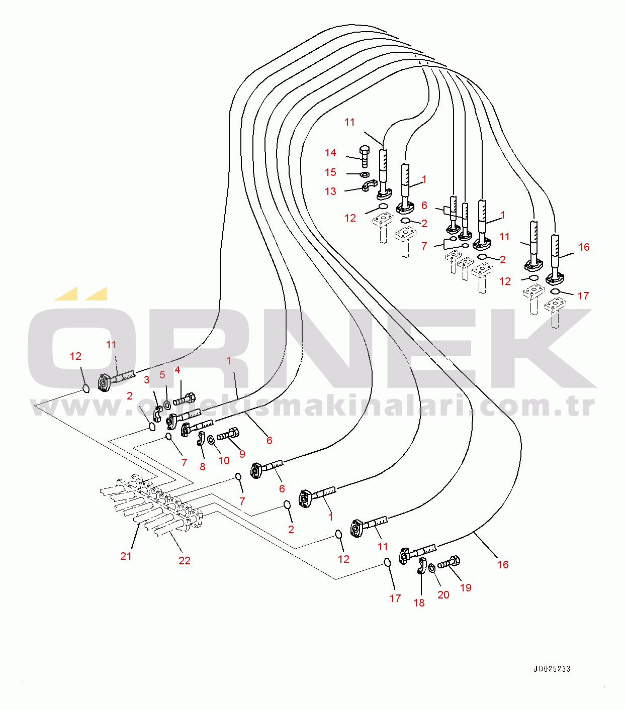 Komatsu PC1250-8R S/N 35201-UP Work Equipment, Arm and Bucket Cylinder Piping (#35201-)