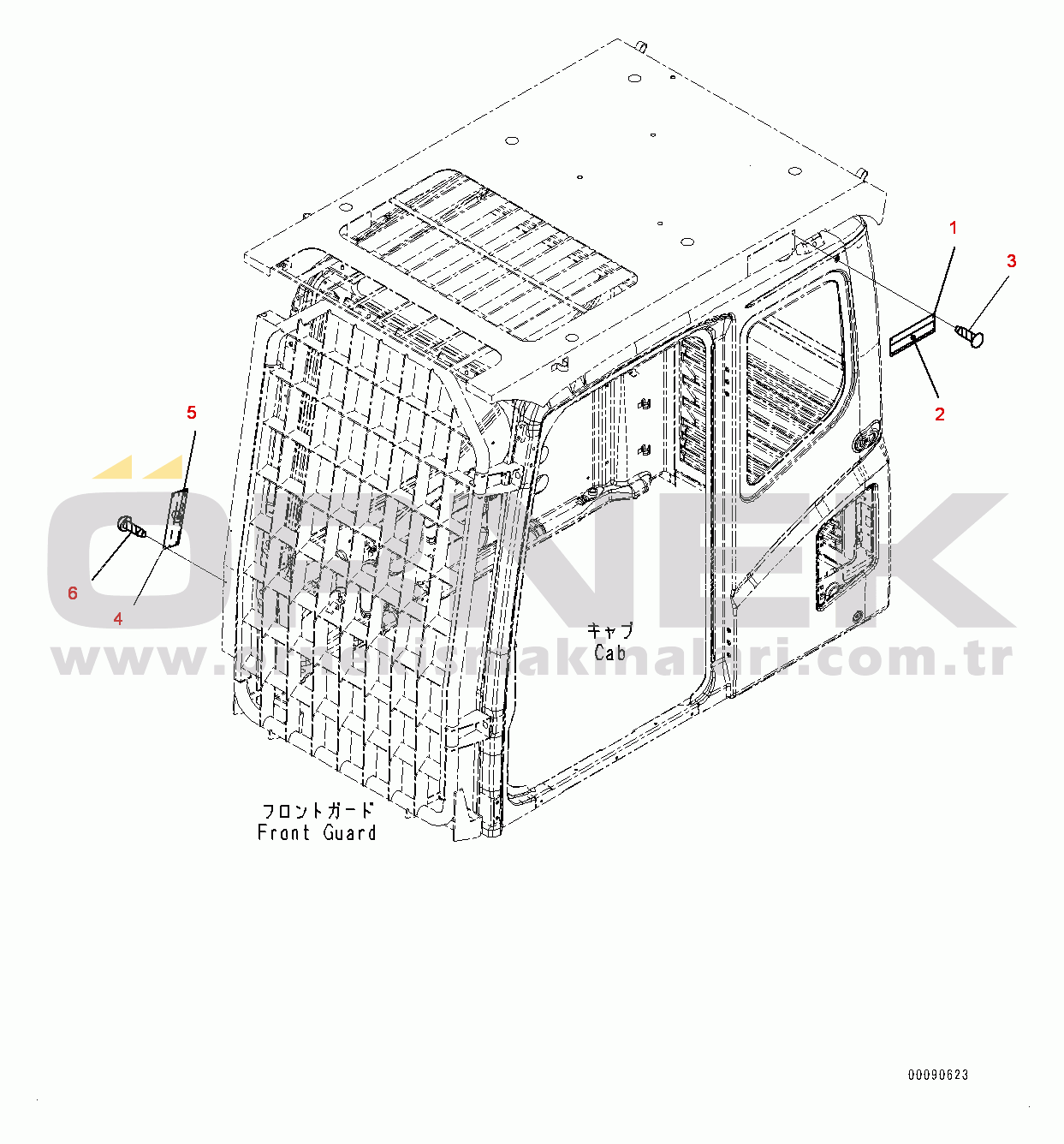 Komatsu PC1250-8R S/N 35201-UP (Extreme Hot Area Arrangement) FOPS Plate (#35201-)