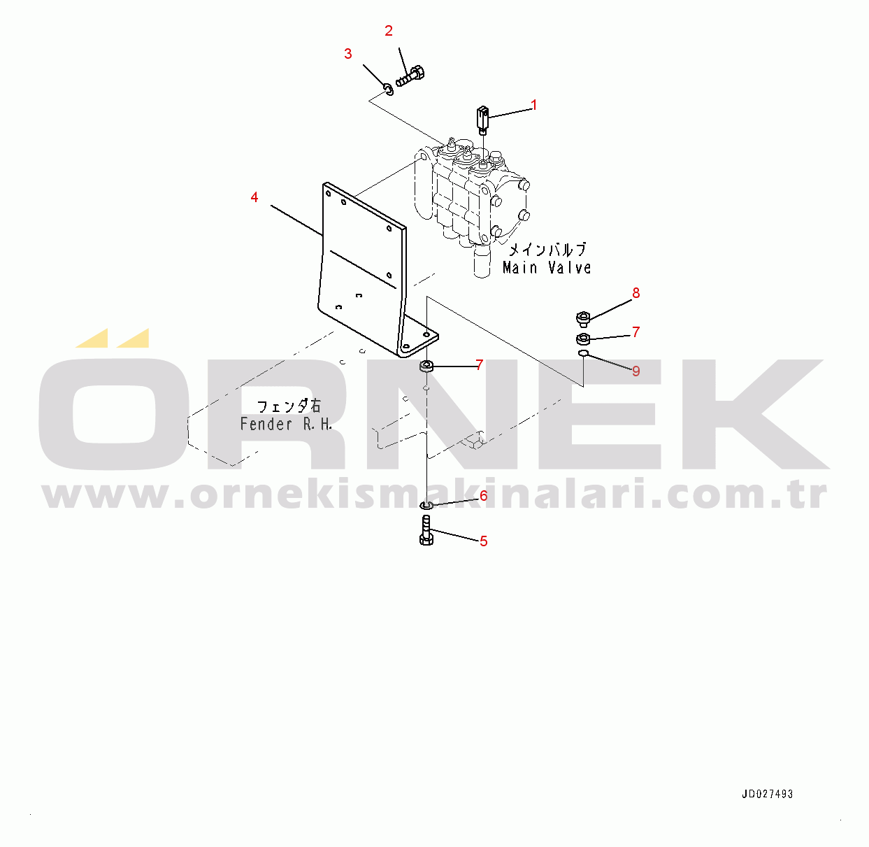Komatsu D21A-8E0 S/N 90210-UP Hydraulic Oil Control Valve, Mounting (#90210-)