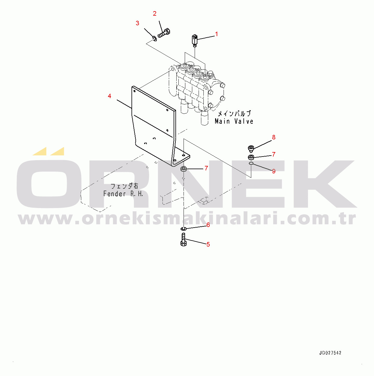 Komatsu D21A-8E0 S/N 90210-UP Hydraulic Oil Control Valve, Mounting (#90210-)