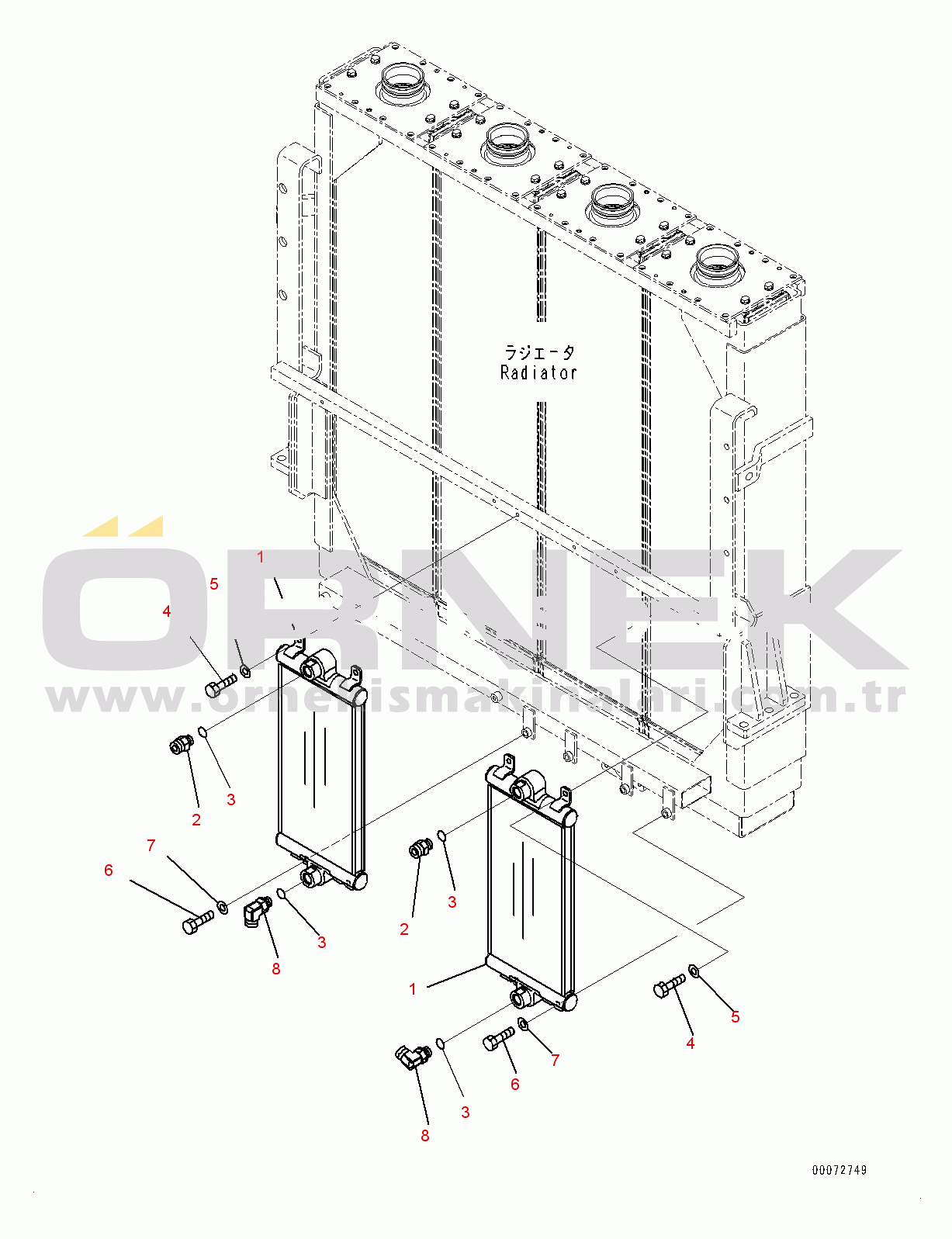 Komatsu WA600-6 S/N 60638-UP Radiator, Brake Oil Cooler (#60638-)