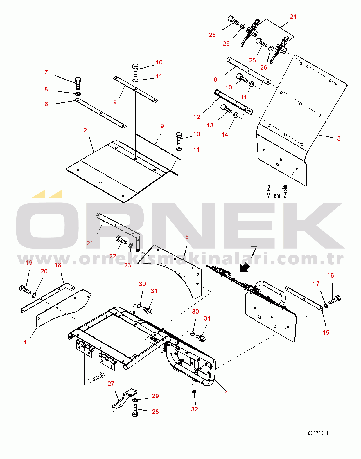 Komatsu WA600-6 S/N 60638-UP Ladder, Fender (1/2) (#60638-)