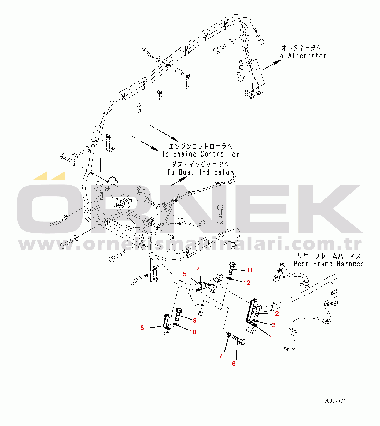 Komatsu WA600-6R S/N 65021-UP Rear Electric Wiring Harness, Mounting (#65021-)