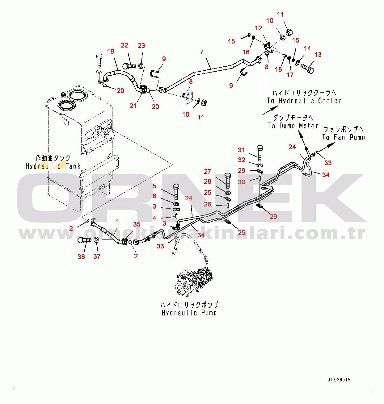 Komatsu WA600-6R S/N 65021-UP Hydraulic Piping, Cooling Piping (2/3) (#65021-)