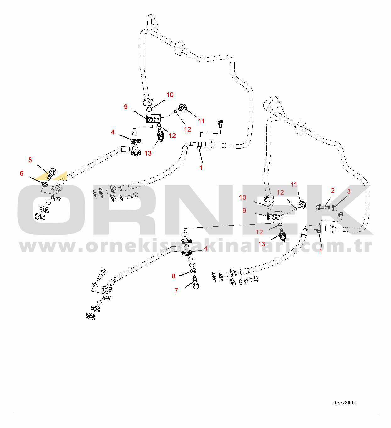 Komatsu WA600-6R S/N 65021-UP Hydraulic Piping, Steering Cylinder Piping (2/2) (#65021-)