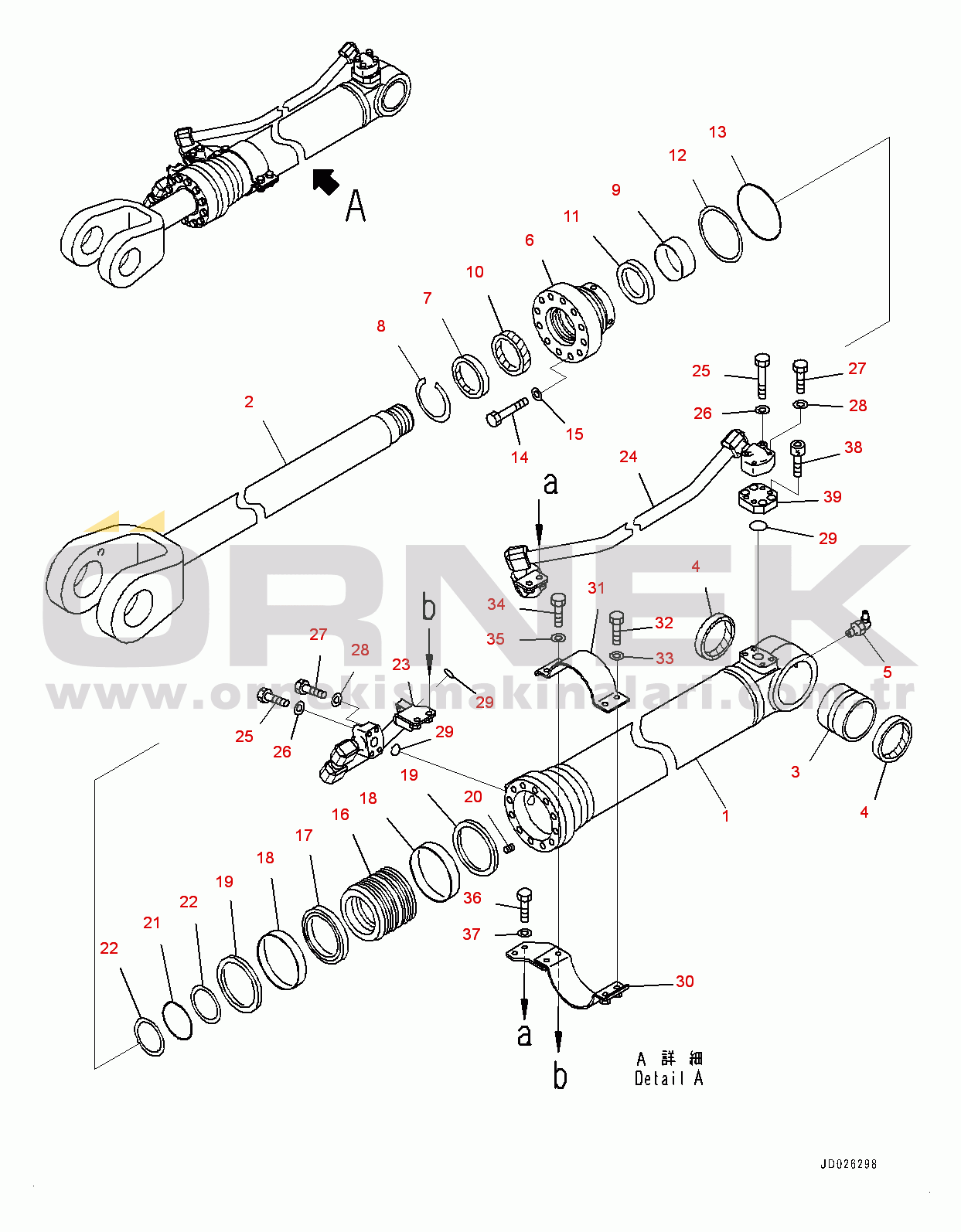 Komatsu WA600-6R S/N 65021-UP Steering Cylinder, Inner Parts, L.H. (#65021-)