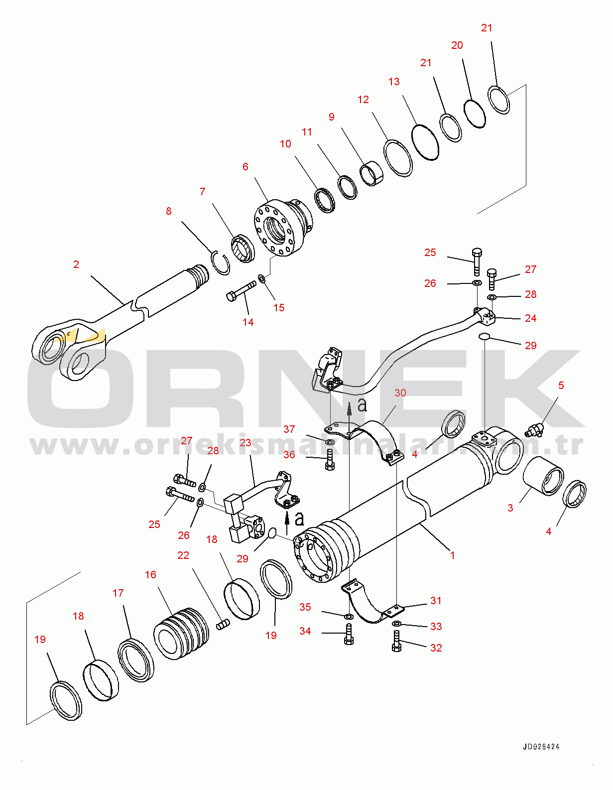 Komatsu WA600-6R S/N 65021-UP Steering Cylinder, Inner Parts, R.H. (#65021-)