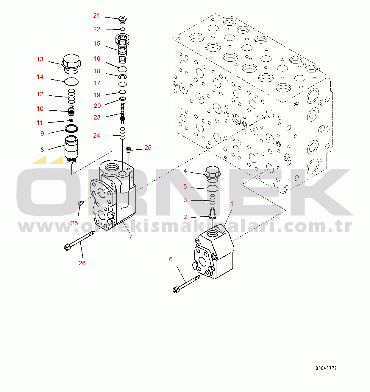 Komatsu HB205-1 S/N 1001-UP Control Valve, 5-spool (17/17) (#1001-)