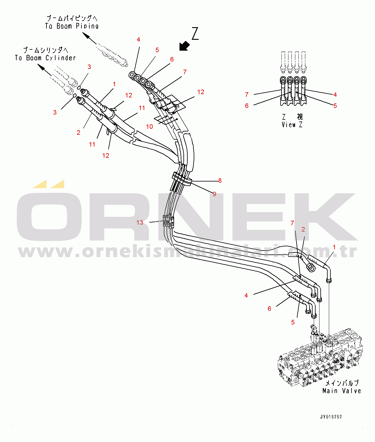 Komatsu PC35MR-3 S/N 16595-UP (EU Stan.) Actuator Piping, Piping (3/4) (#16595-)