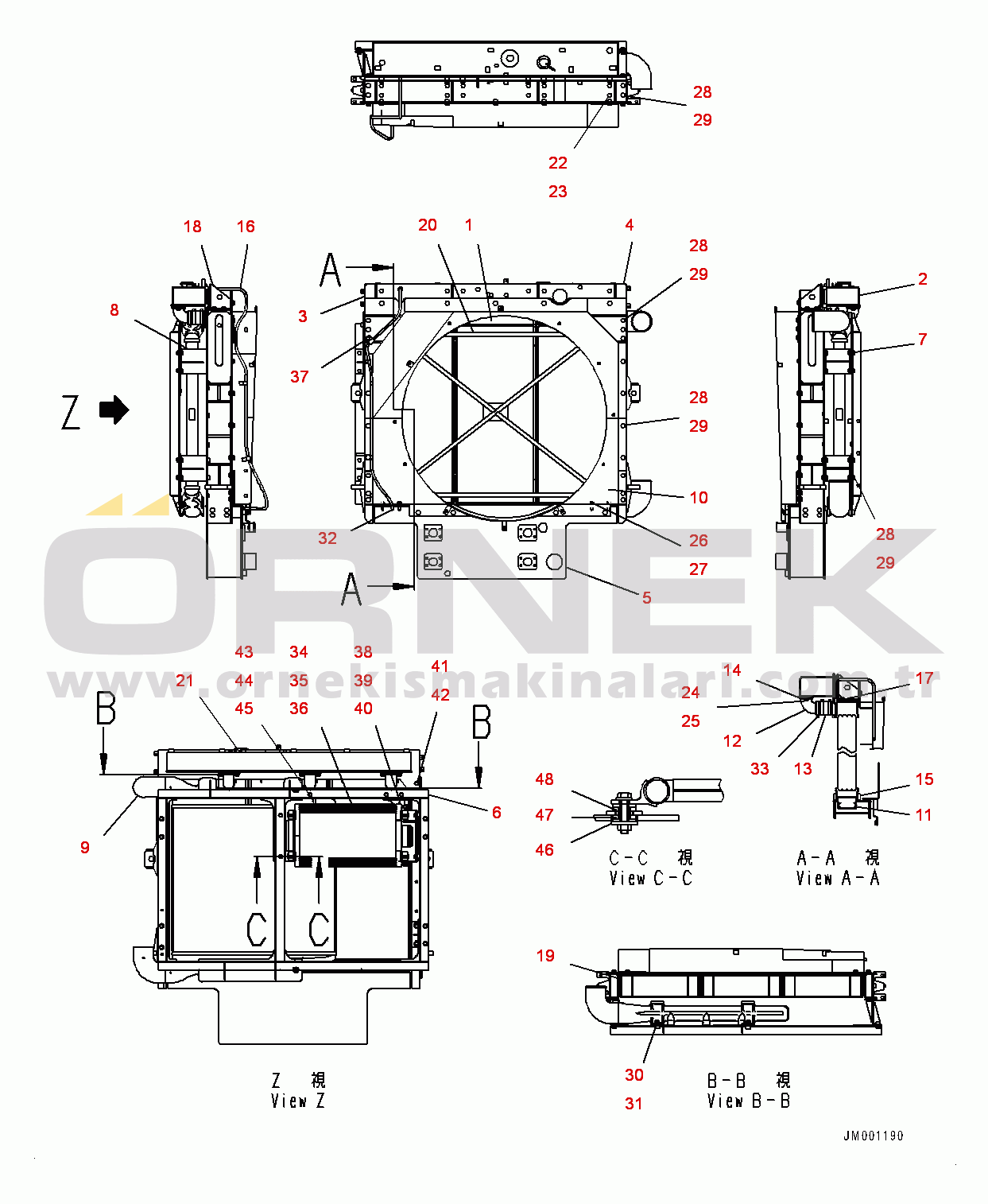 Komatsu HD405-7 S/N 7594-UP Radiator, Inner Parts (1/2) (#7754-)