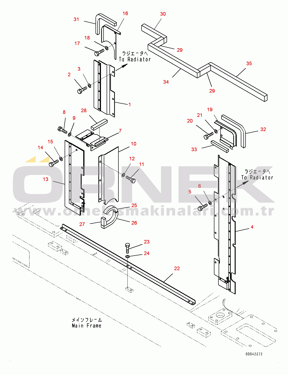 Komatsu HD405-7 S/N 7594-UP Radiator, Baffle (#7590-7753)