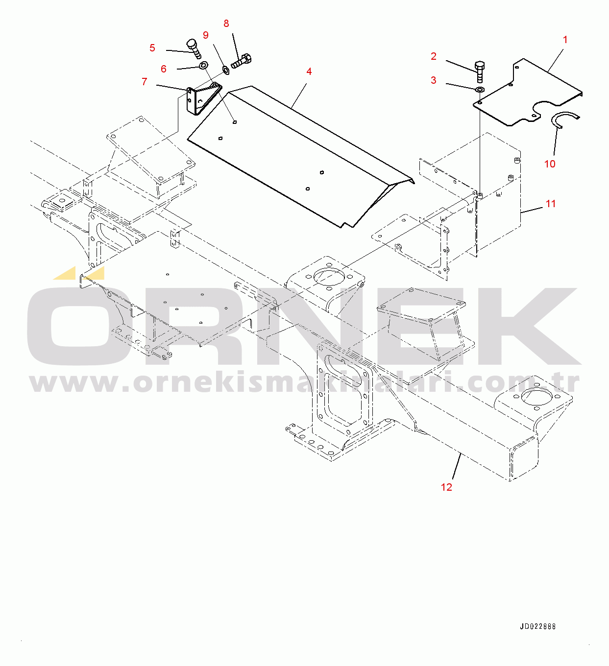 Komatsu HD405-7 S/N 7594-UP Rear Support, Cover (#7590-)