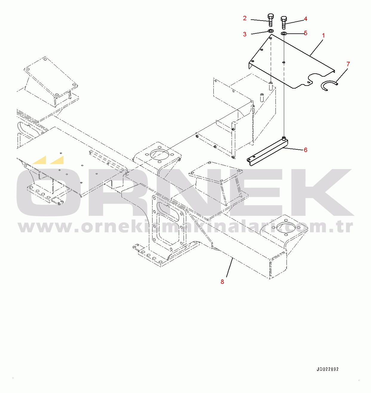 Komatsu HD405-7 S/N 7594-UP Rear Support, Cover (#7590-)