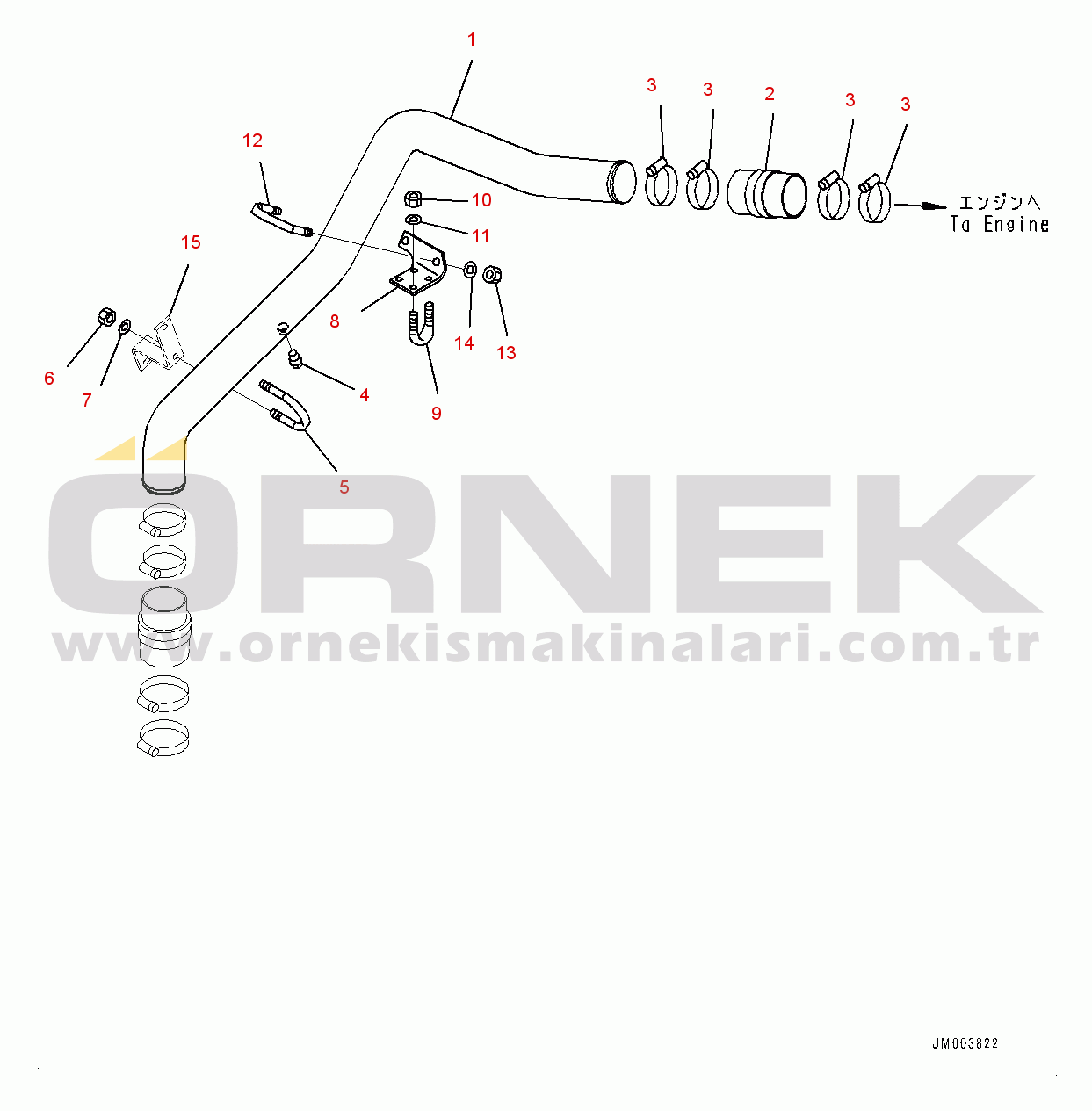 Komatsu HD405-7 S/N 7594-UP Air Intake Piping, (2/2) (#7754-)