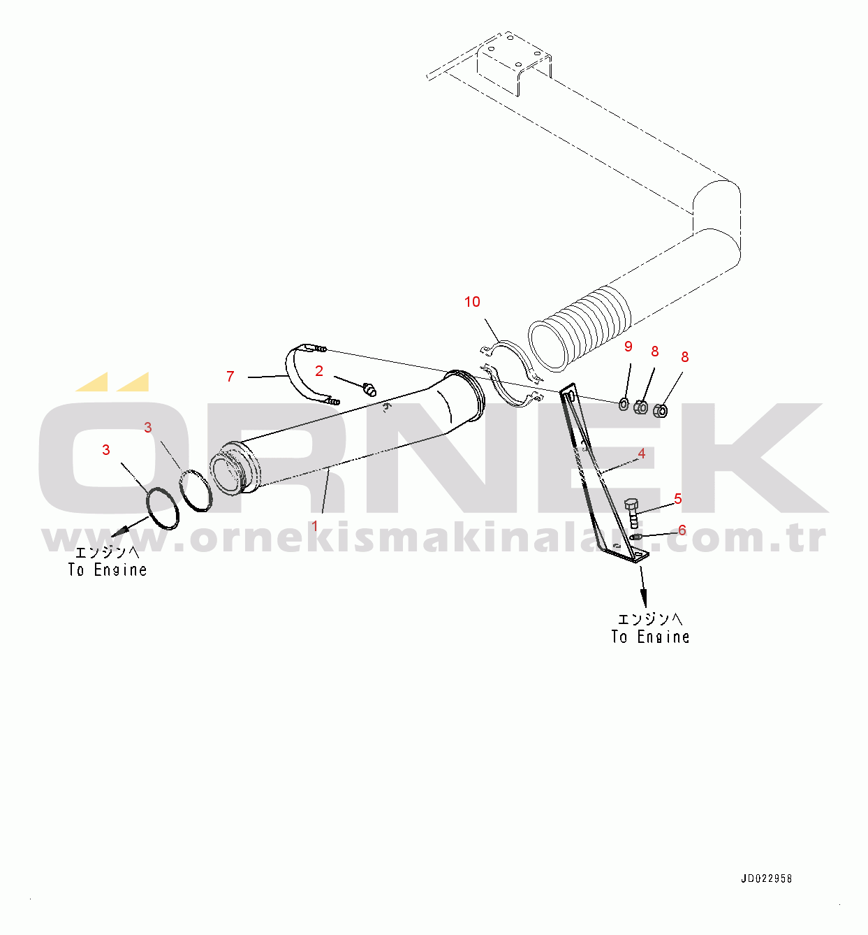 Komatsu HD405-7 S/N 7594-UP Exhaust Piping,  (#7590-7684)