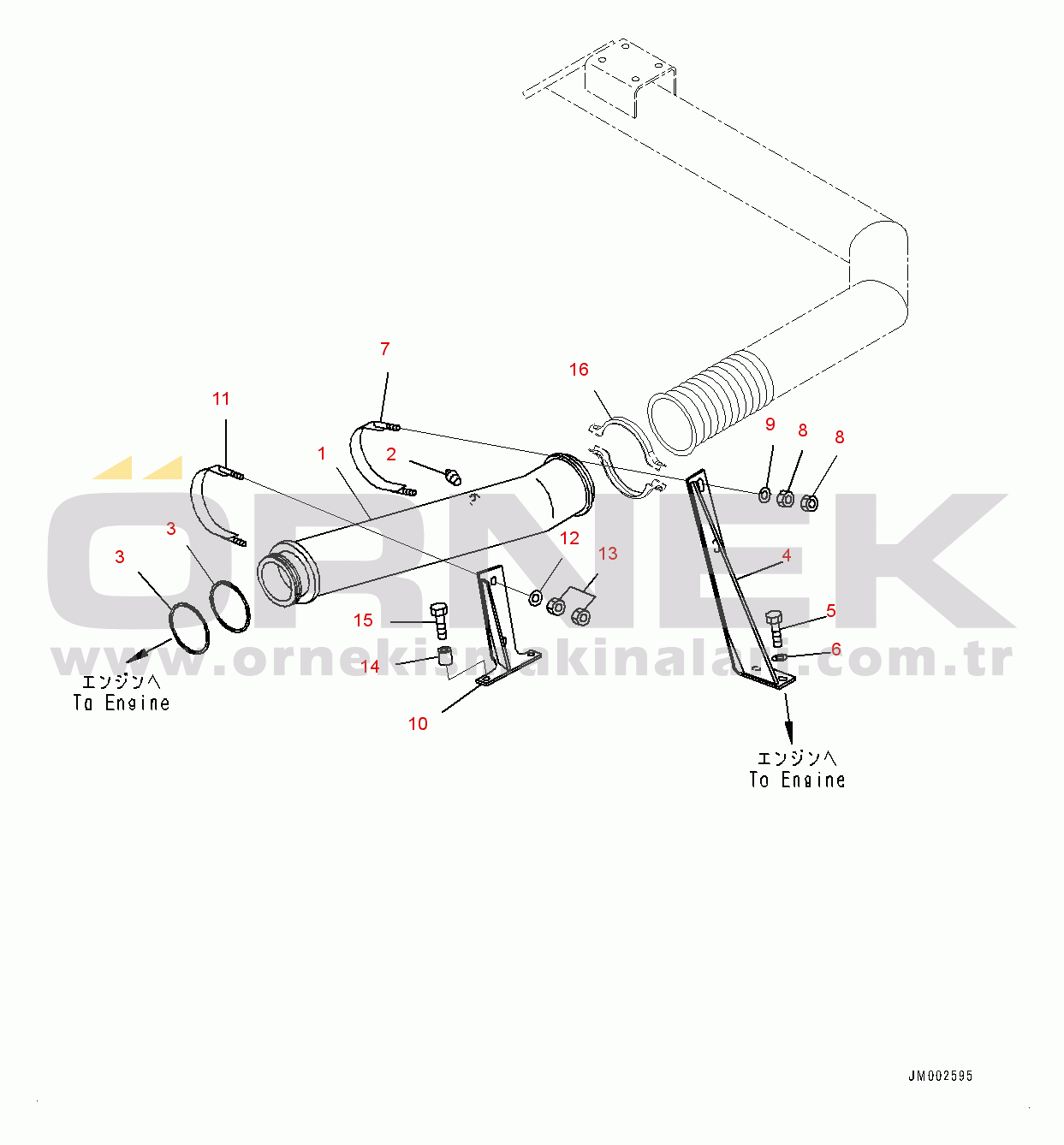 Komatsu HD405-7 S/N 7594-UP Exhaust Piping,  (#7685-)