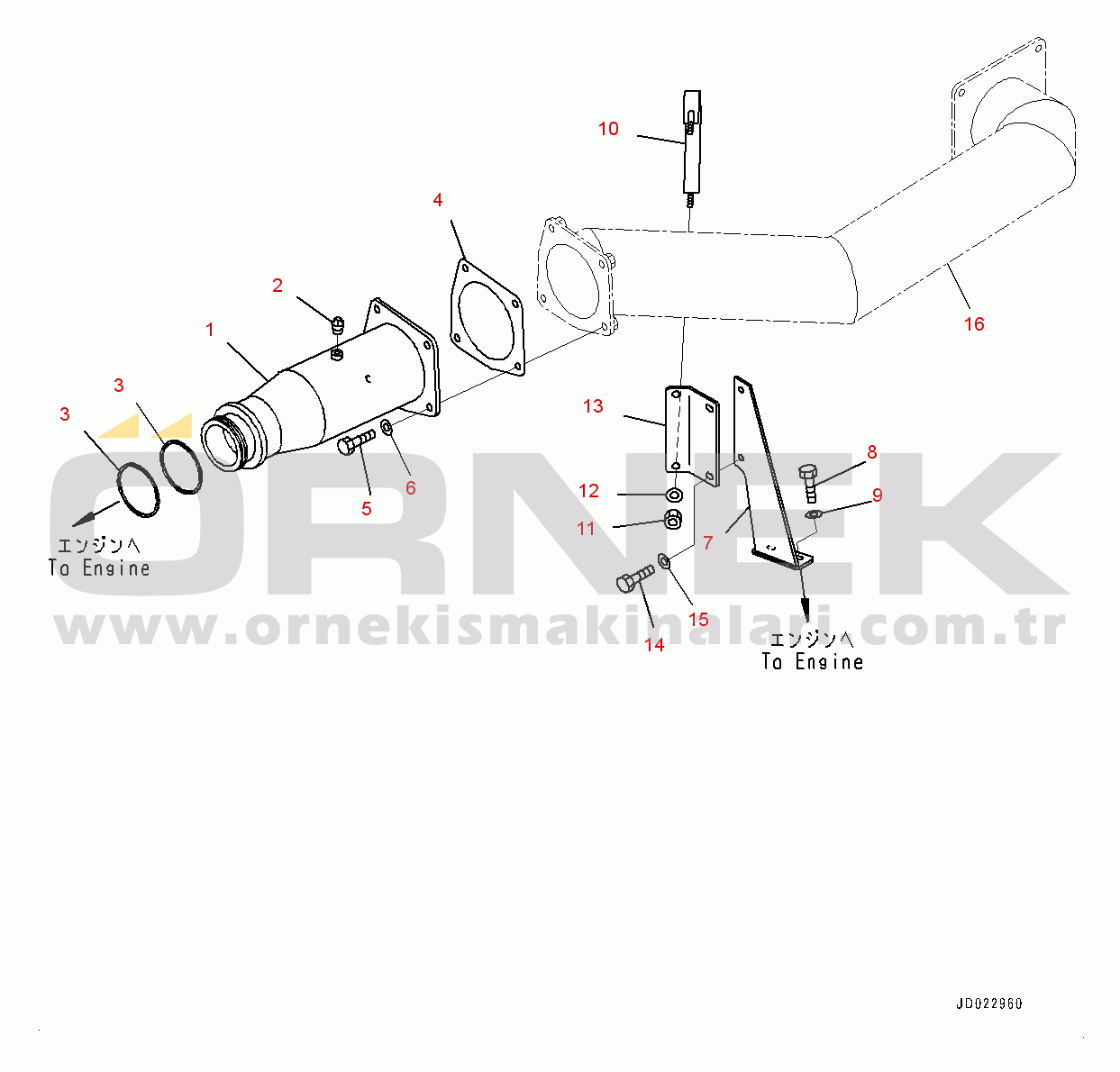 Komatsu HD405-7 S/N 7594-UP Exhaust Piping (#7590-)