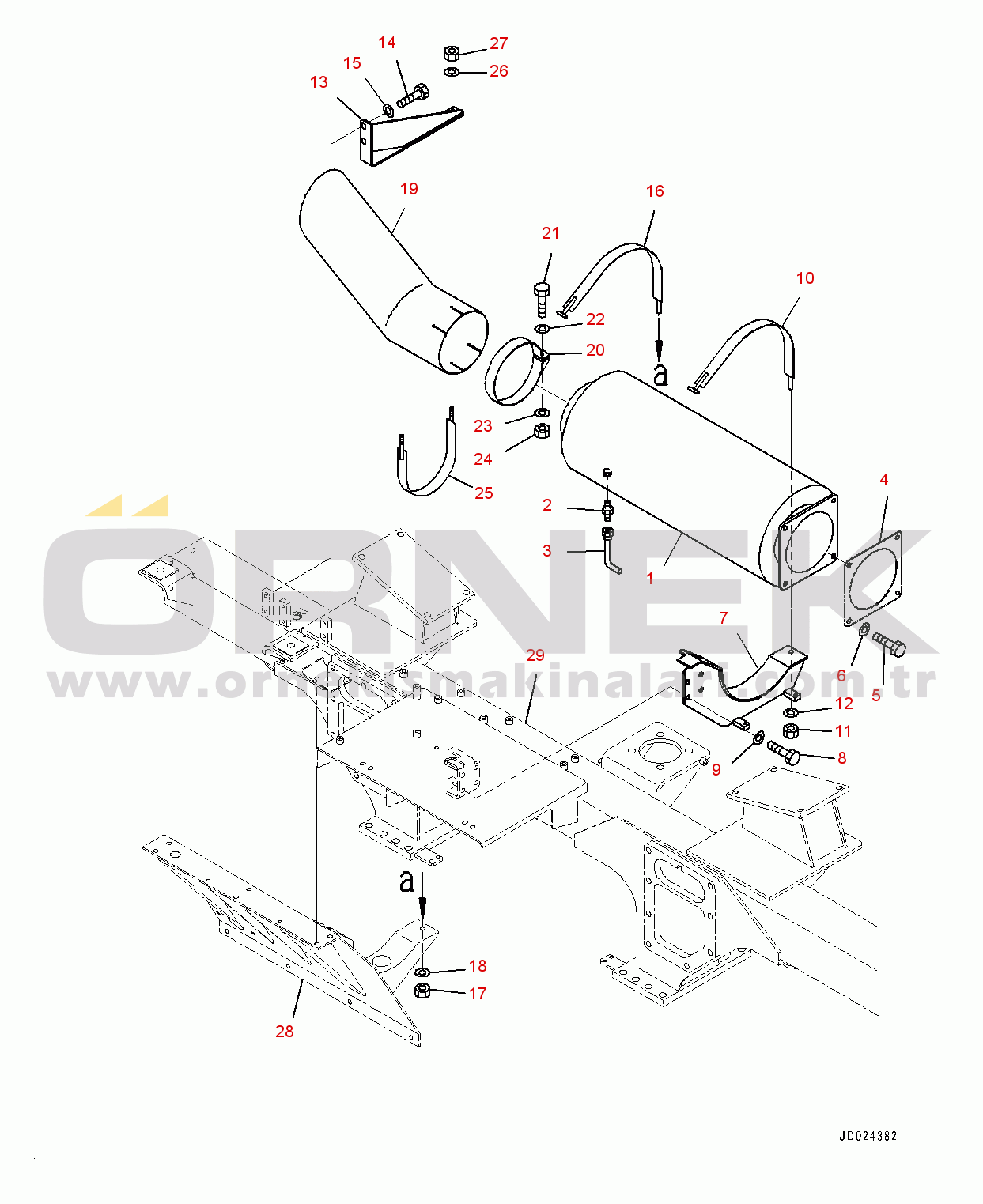 Komatsu HD405-7 S/N 7594-UP Exhaust Muffler (#7590-)