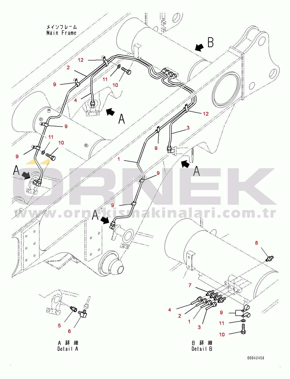 Komatsu HD405-7 S/N 7594-UP Lubrication Piping, Rear Axle Piping (#7590-)