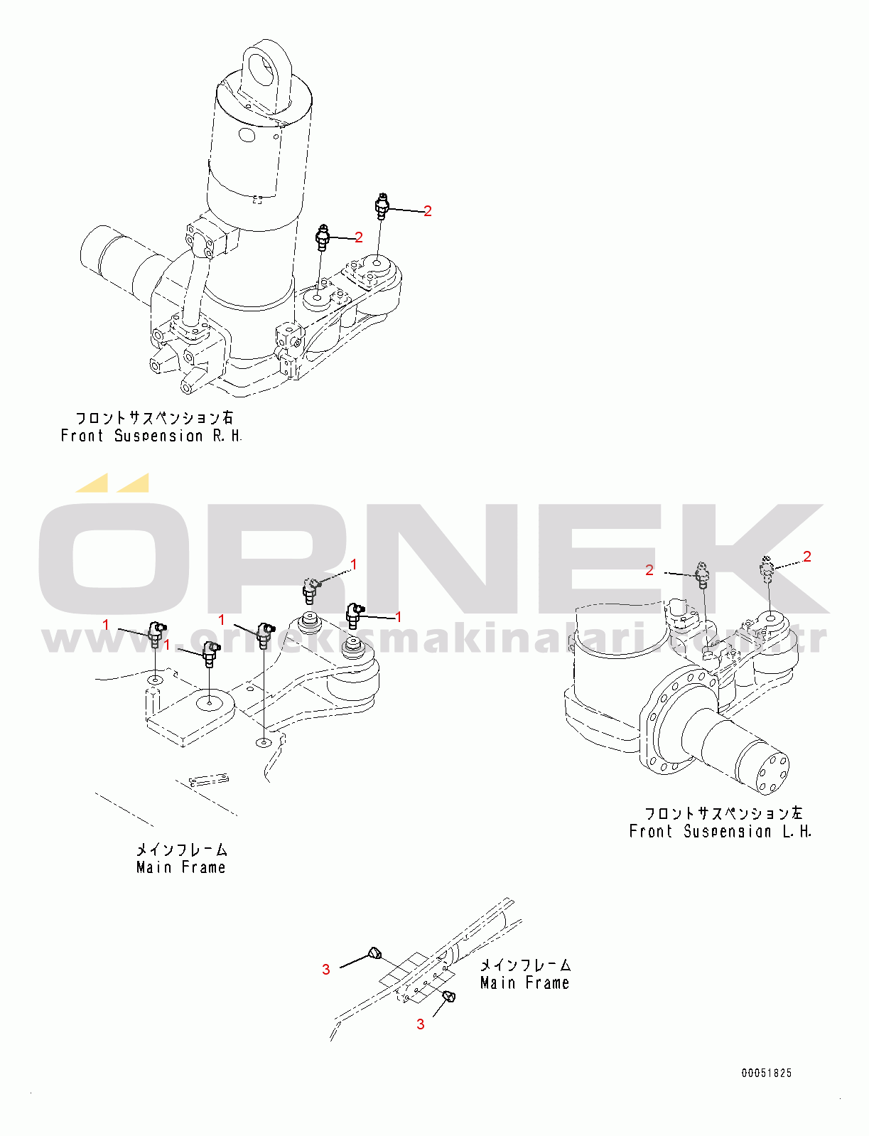Komatsu HD405-7 S/N 7594-UP Lubrication Piping, Fitting (#7590-)