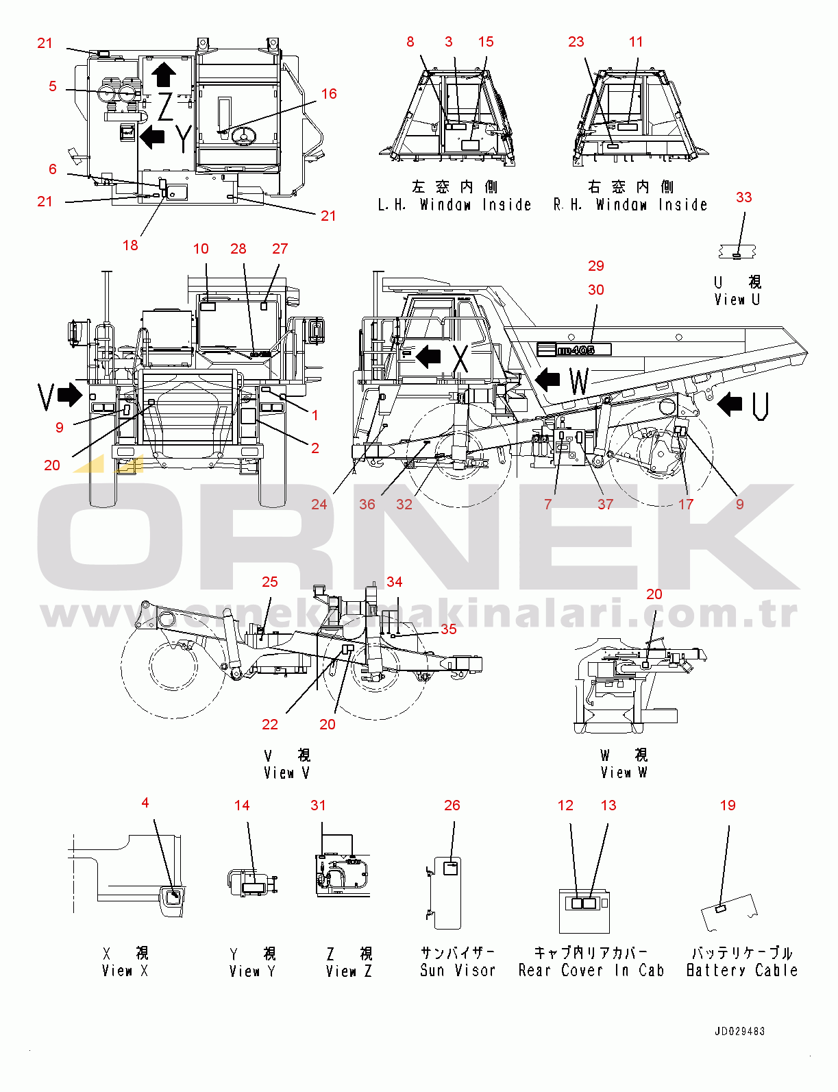 Komatsu HD405-7 S/N 7594-UP Marks and Name Plates, (2/2) (#7594-)