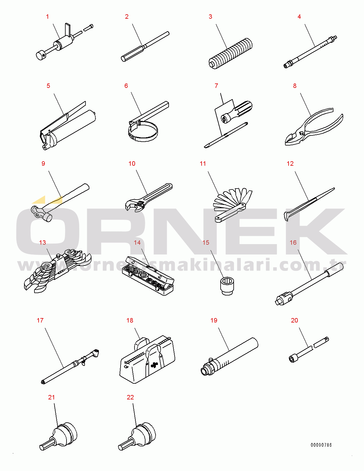 Komatsu HD405-7 S/N 7594-UP General Tool Set (#7594-7694)