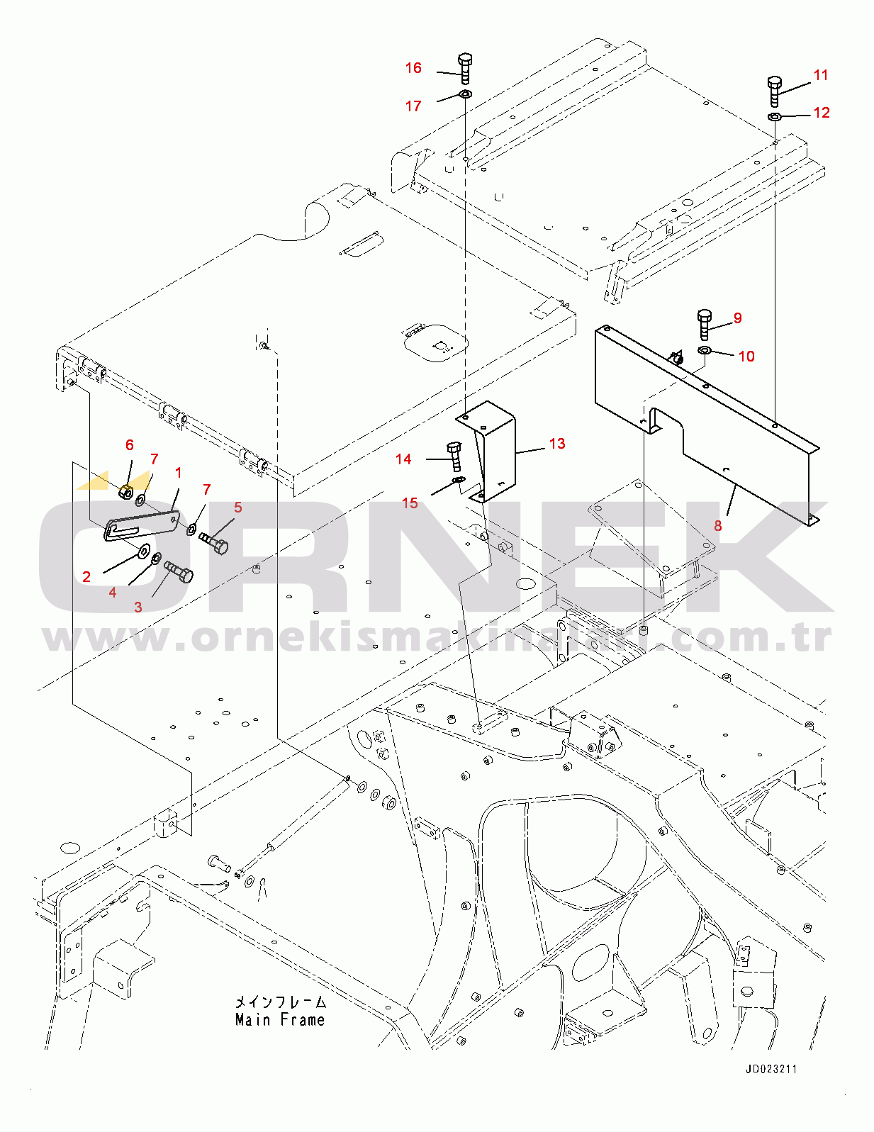 Komatsu HD405-7R S/N 11034-UP Engine Hood, Stay (#11034-)