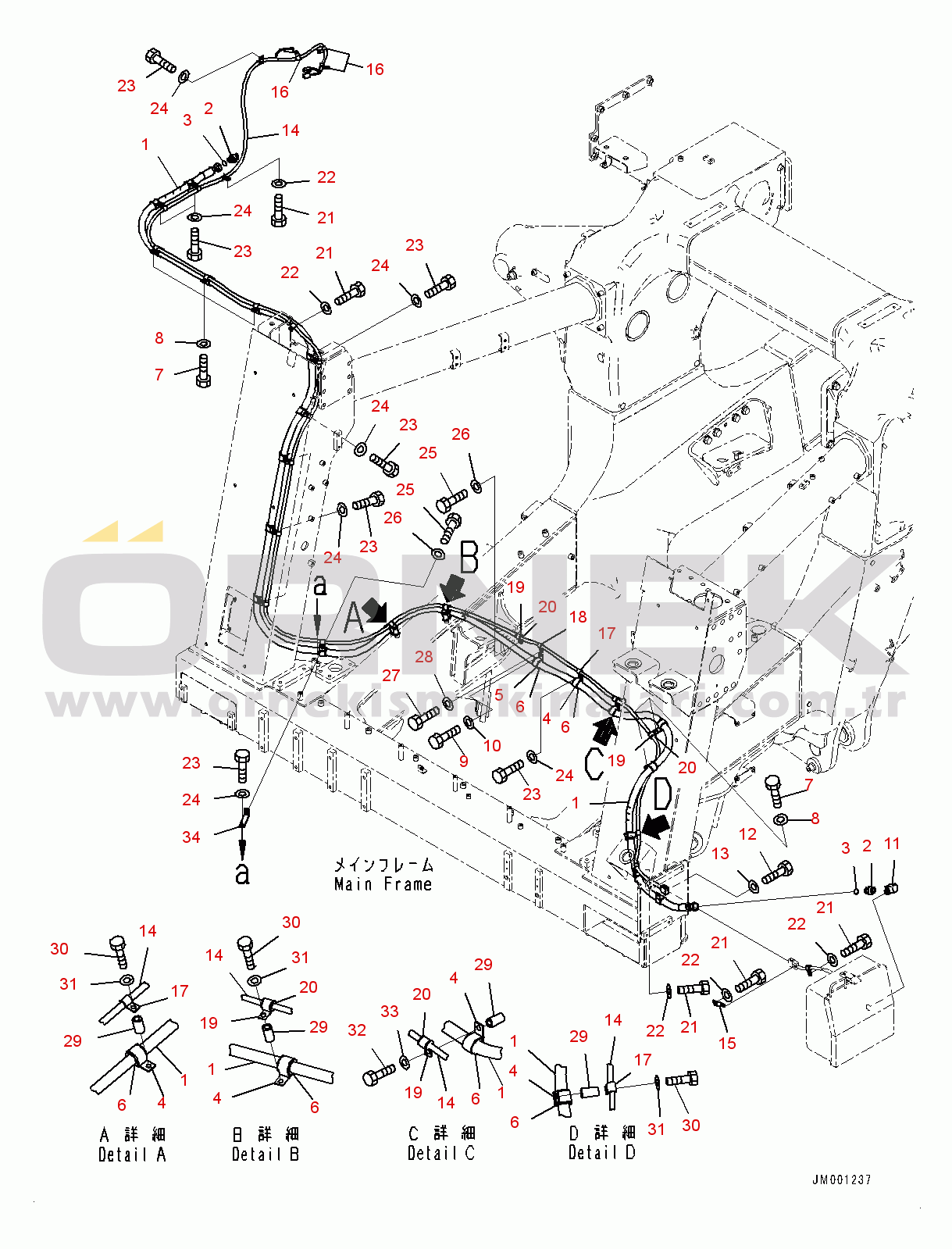 Komatsu HD785-7 S/N 8173-UP Auto-greasing System Piping, Refill Piping (#10000-)