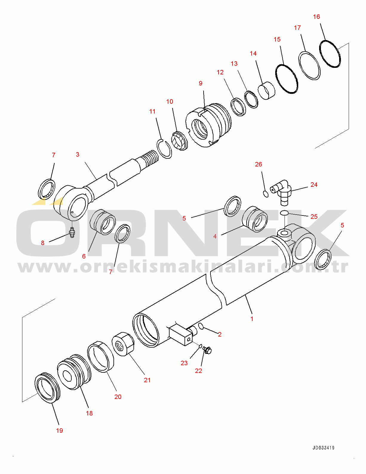 Komatsu WA470-6A S/N 90216-UP (For North America) Steering Cylinder, R.H. (#90216-)