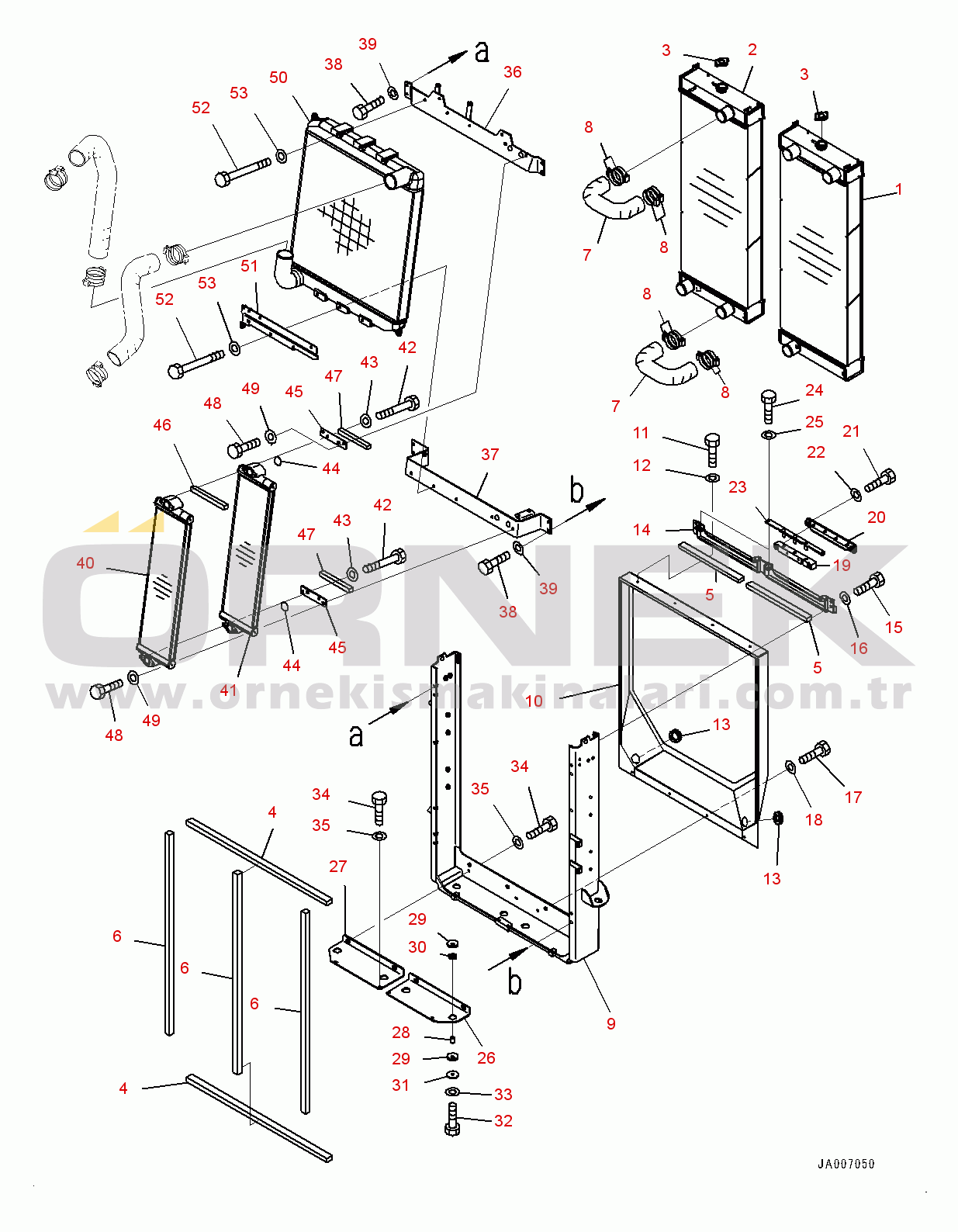 Komatsu WA470-6 S/N 90216-UP (For EU) Radiator, Radiator Core, Aftercooler and Oil Cooler (#90461-)