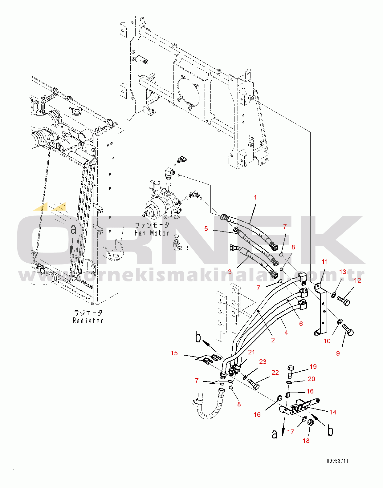 Komatsu WA470-6 S/N 90216-UP (For EU) Radiator, Fan Motor Piping (#90216-)