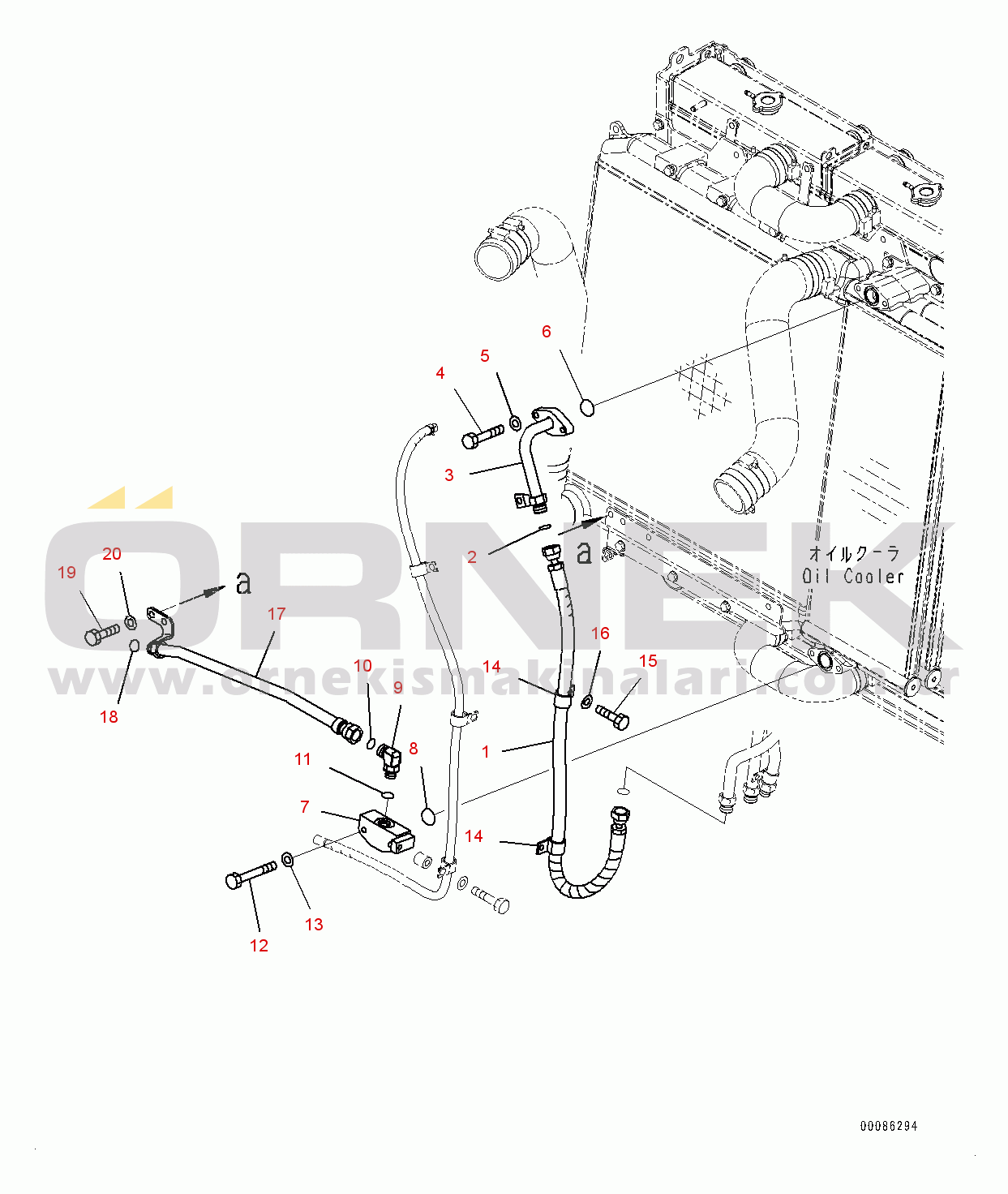 Komatsu WA470-6 S/N 90216-UP (For EU) Radiator, Oil Cooler Piping (#90216-)