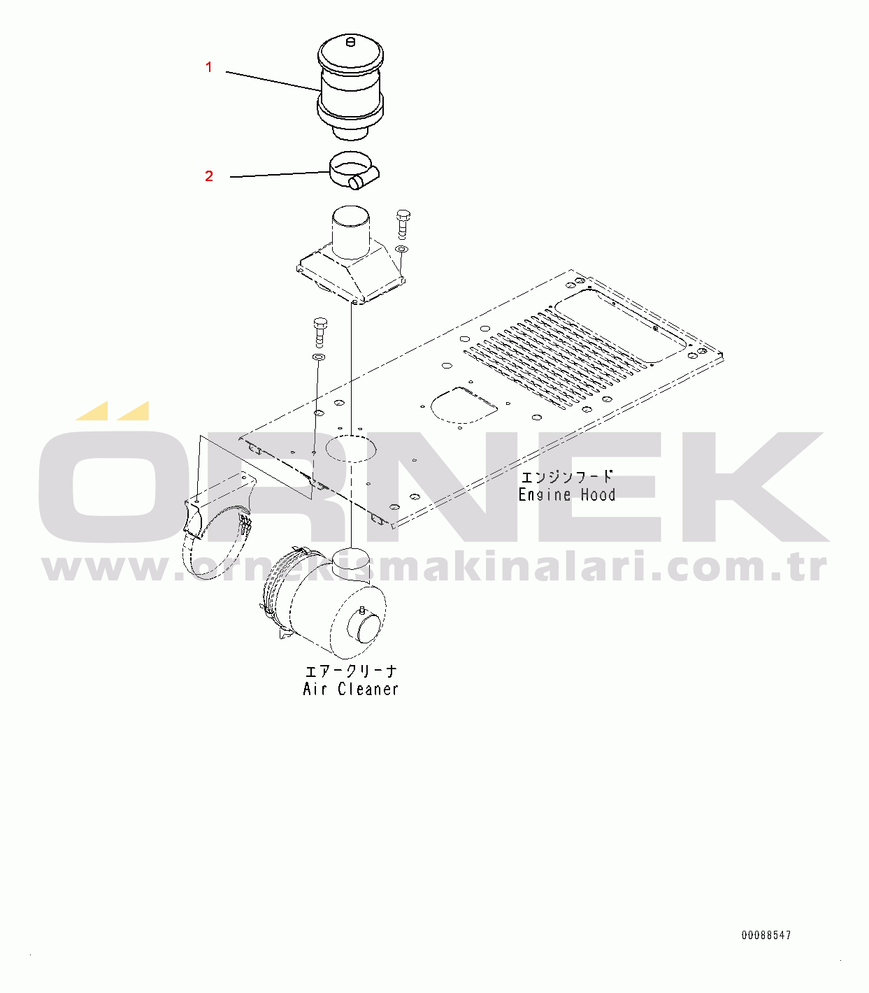 Komatsu WA480-6 S/N 90216-UP Hood, Pre-Cleaner (#90216-)