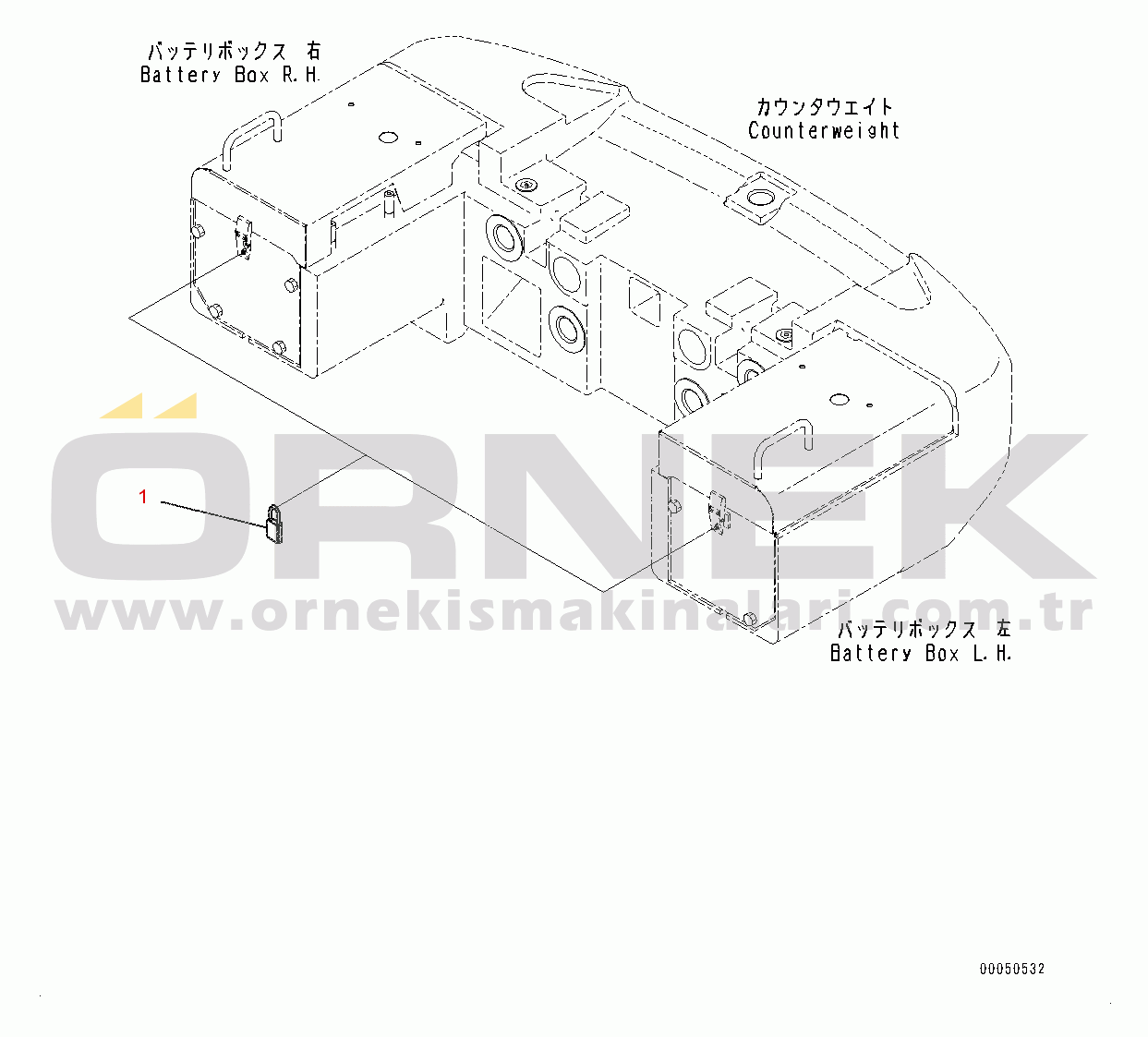 Komatsu WA480-6 S/N 90216-UP (For EU) Battery Box, Padlock (#90216-)