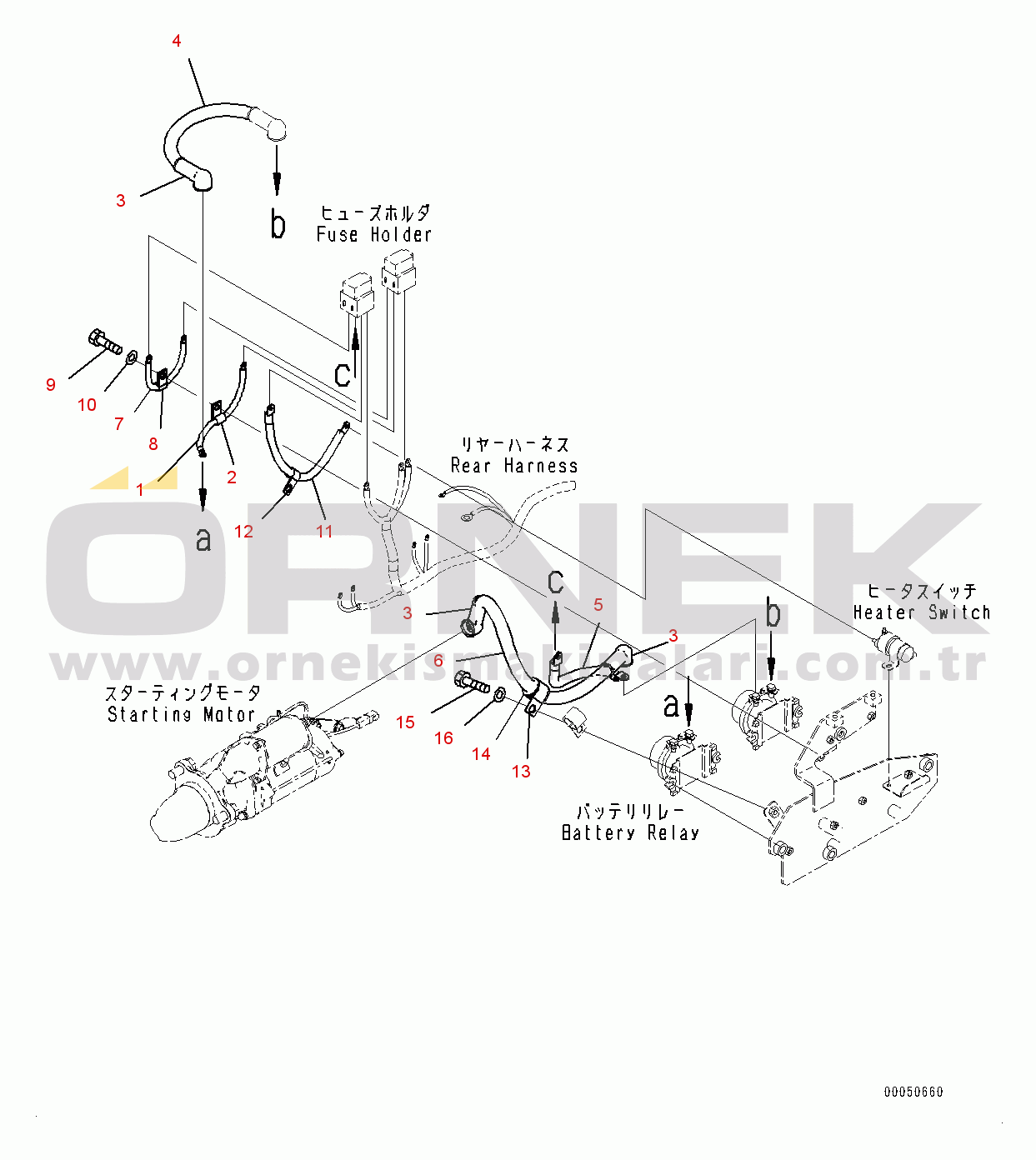 Komatsu WA480-6 S/N 90216-UP (For EU) Rear Wiring Harness, Wiring Harness (#90216-)