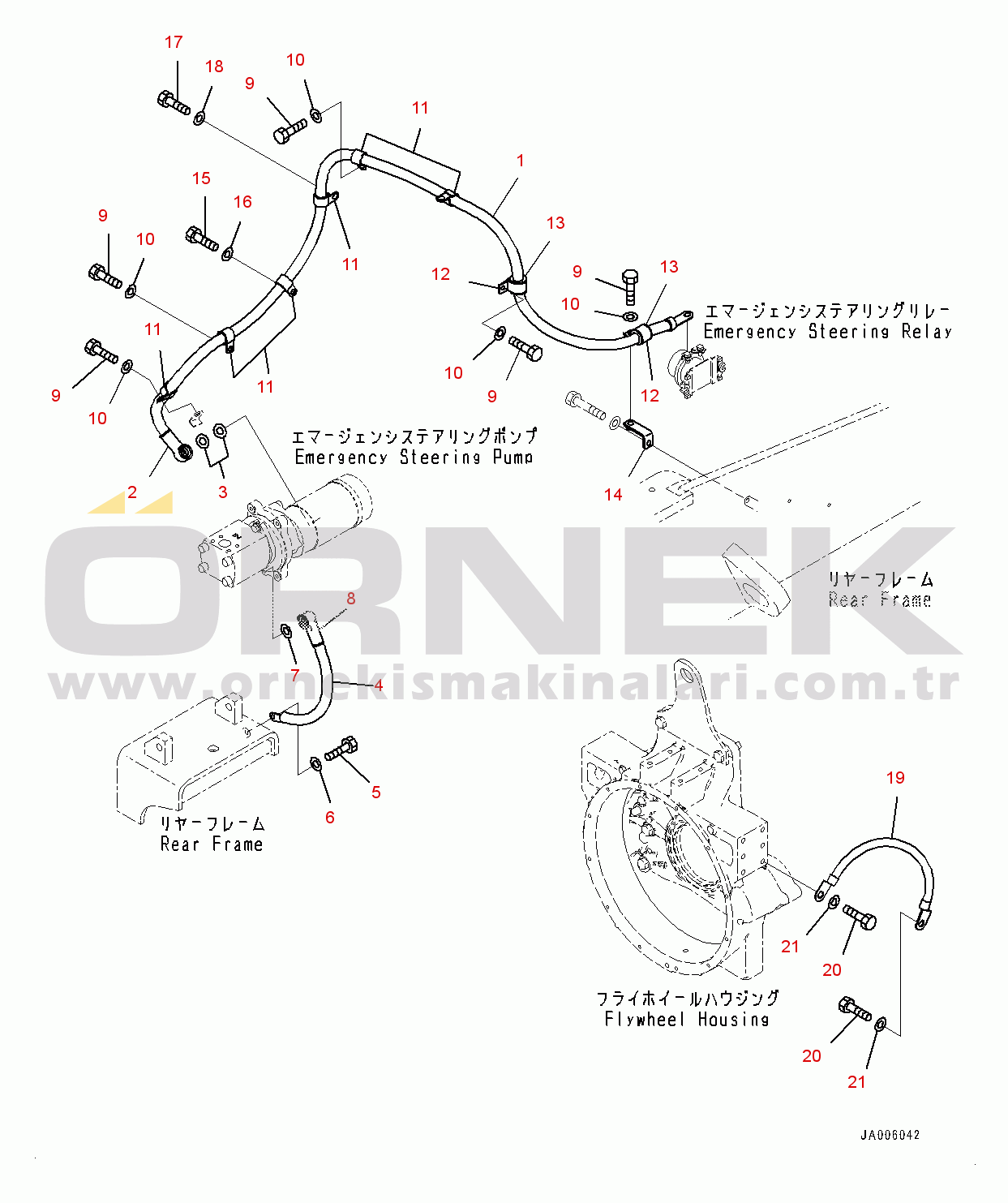 Komatsu WA480-6 S/N 90216-UP (For EU) Rear Wiring Harness, Ground Cable (#90371-)