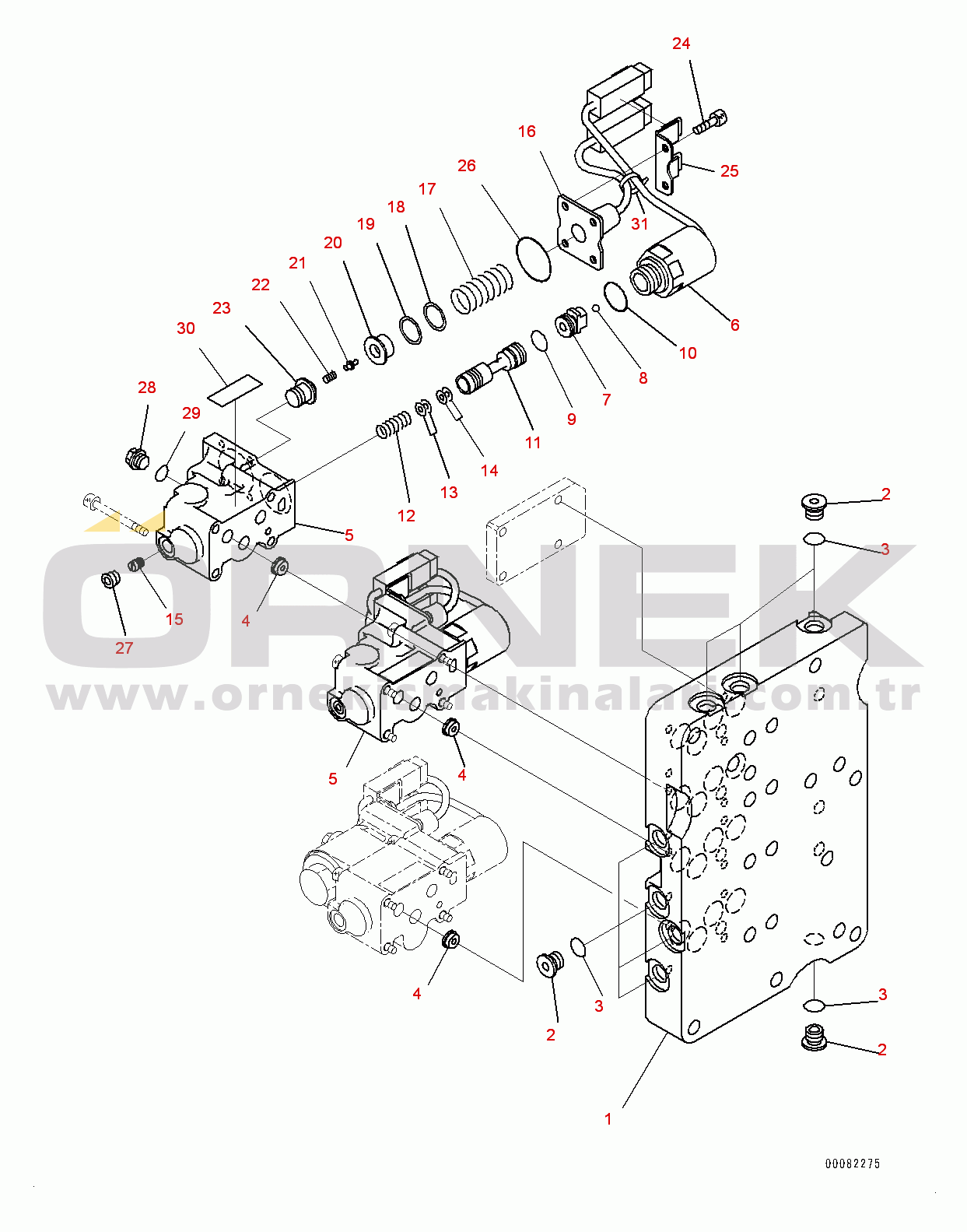 Komatsu WA480-6 S/N 90216-UP (Avrupa İçin) Torque Converter and Transmission, Control Valve (5/7) (#90216-)
